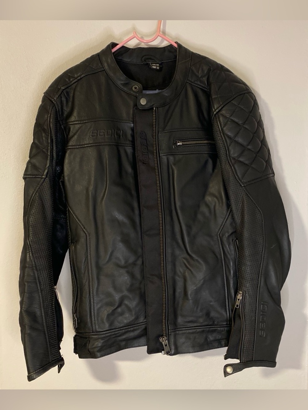 Sedici Men’s Black Leather Motorcycle Jacket